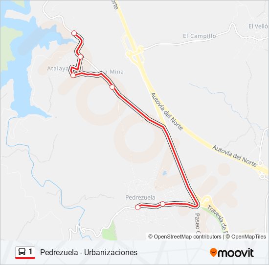 Mapa de 1 de autobús