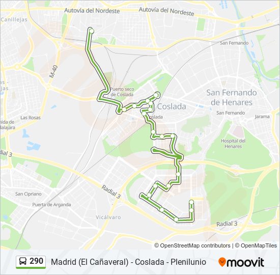 Mapa de 290 de autobús