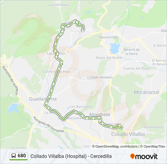 680 bus Mapa de línia