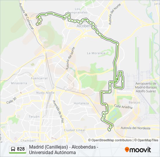 Mapa de 828 de autobús