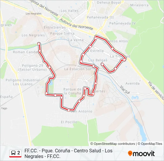 2 bus Mapa de línia