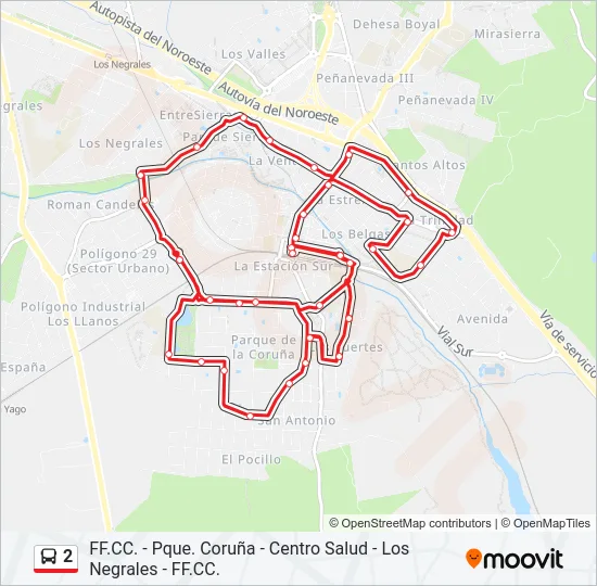 2 bus Mapa de línia
