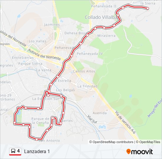 Mapa de 4 de autobús