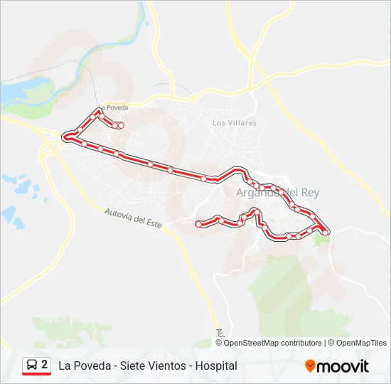 2 bus Mapa de línia