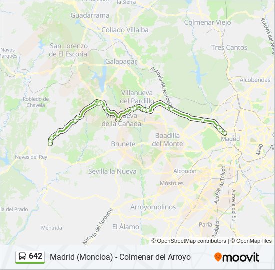 Mapa de 642 de autobús