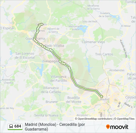 684 Bus Line Map
