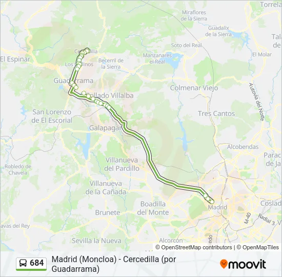 684 Bus Line Map