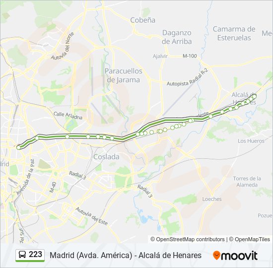 223 bus Mapa de línia