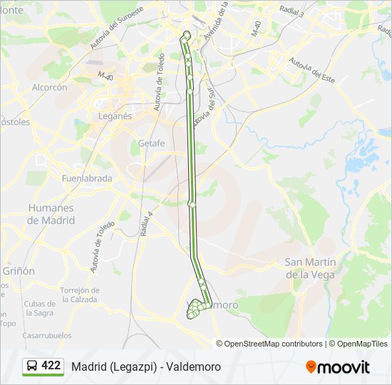 Mapa de 422 de autobús