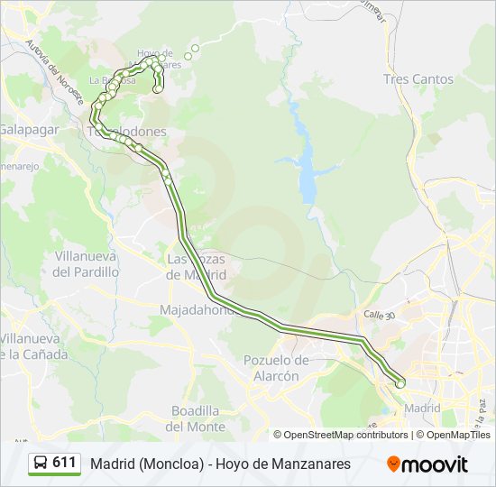 611 bus Mapa de línia