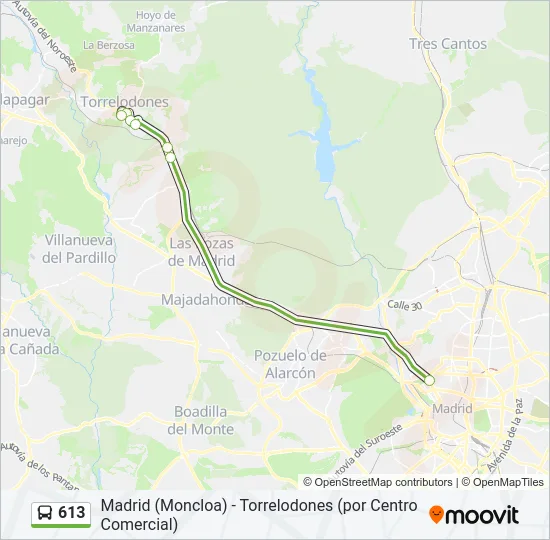 613 Bus Line Map