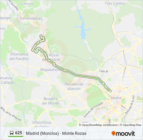 625 bus Mapa de línia