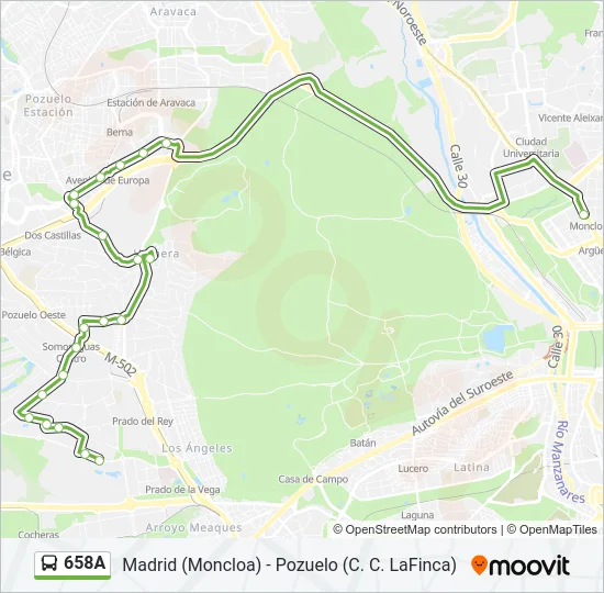 658A Bus Line Map
