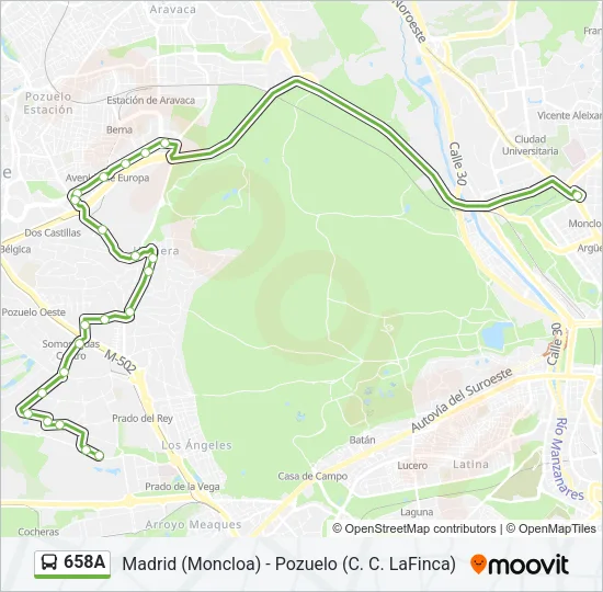658A Bus Line Map
