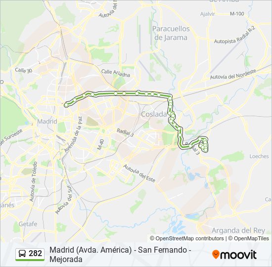 282 bus Line Map