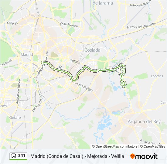 341 bus Mapa de línia