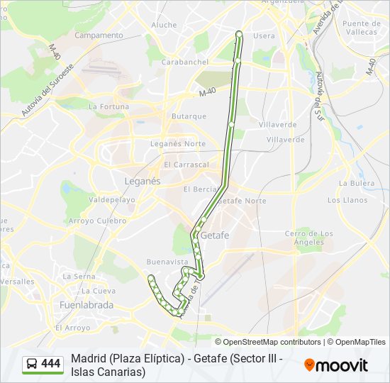 Mapa de 444 de autobús