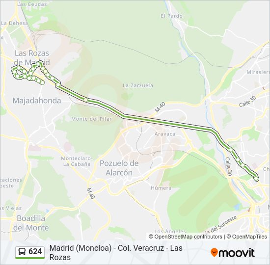 Mapa de 624 de autobús