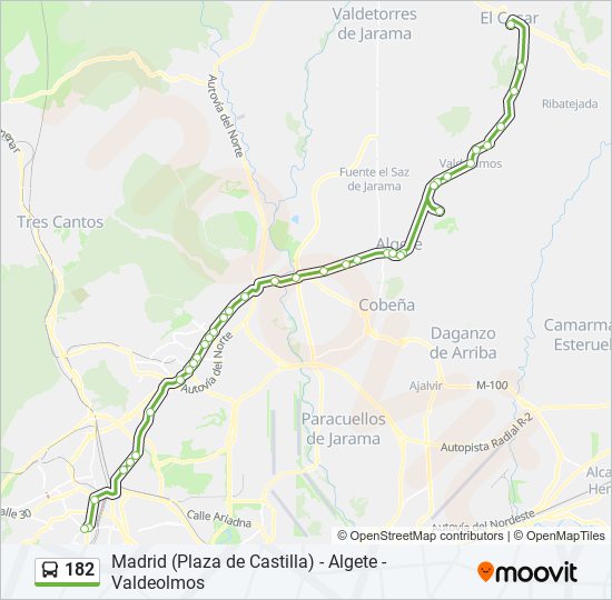 182 bus Mapa de línia