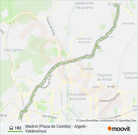 182 Bus Line Map