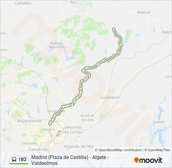 Mapa de 182 de autobús