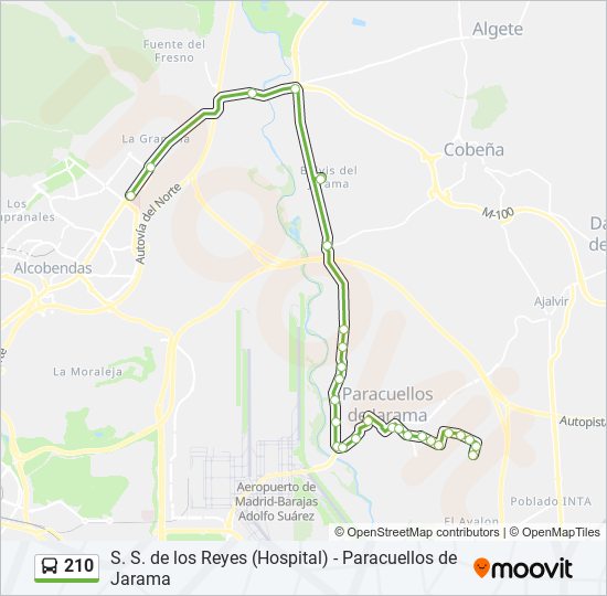 Mapa de 210 de autobús