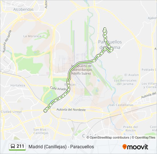 Mapa de 211 de autobús