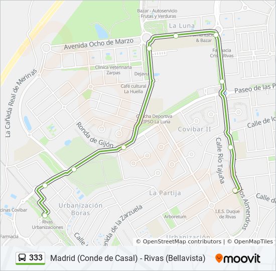 Mapa de 333 de autobús