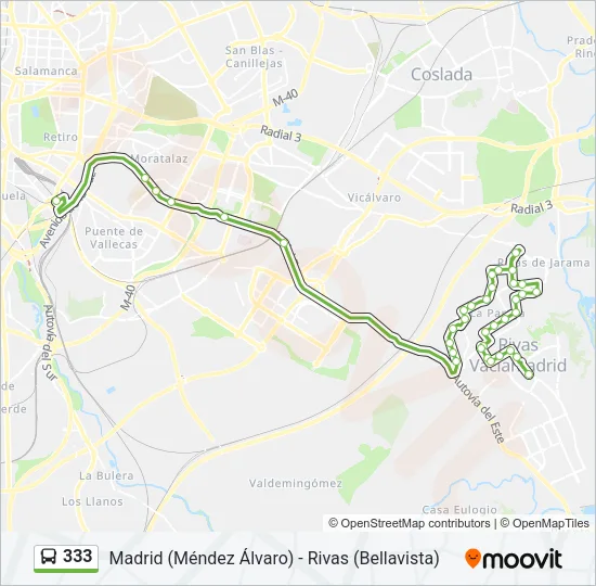 333 Bus Line Map