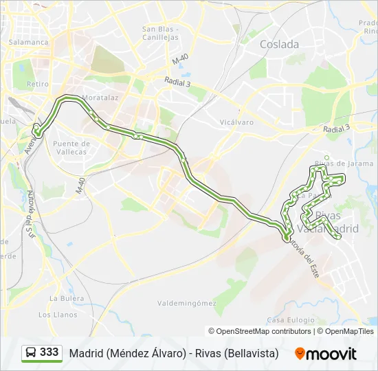 333 Bus Line Map