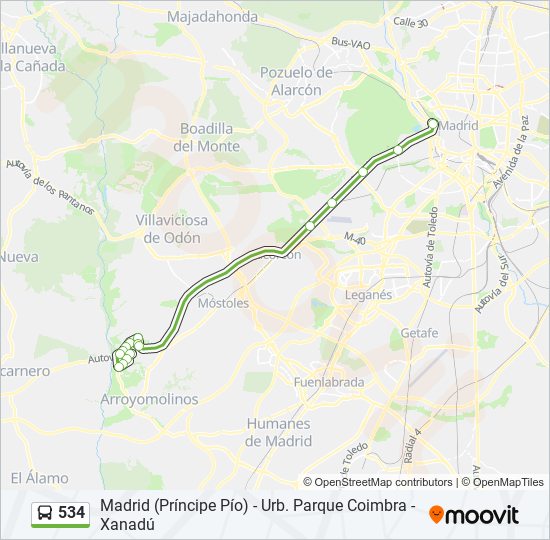 Mapa de 534 de autobús