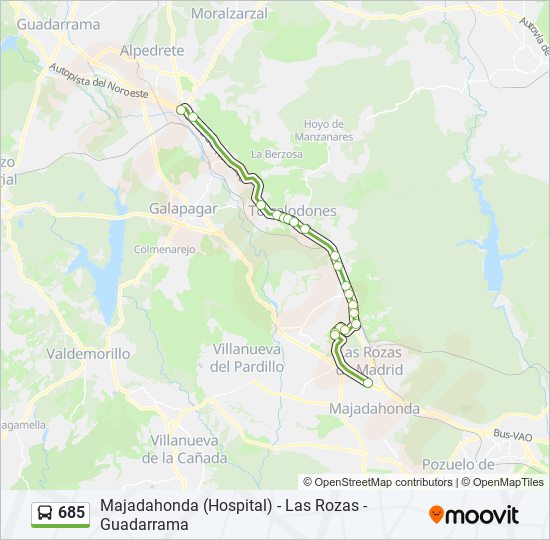 Mapa de 685 de autobús