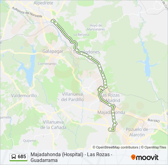 685 bus Mapa de línia