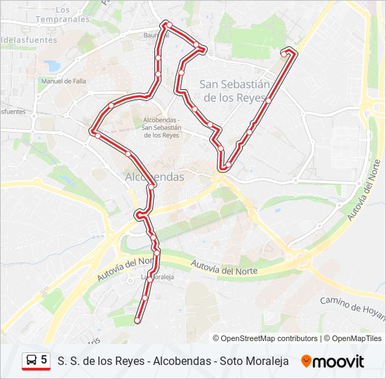 Mapa de 5 de autobús