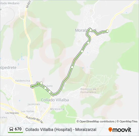 670 Bus Line Map