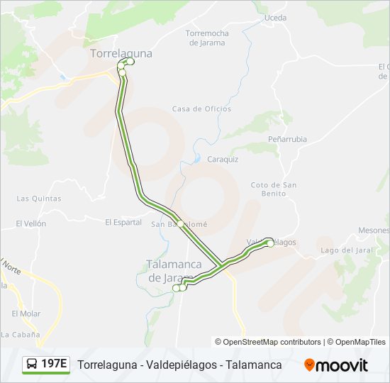 Mapa de 197E de autobús