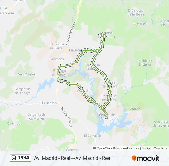 199A bus Mapa de línia