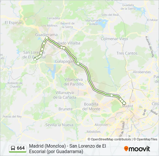664 Bus Line Map