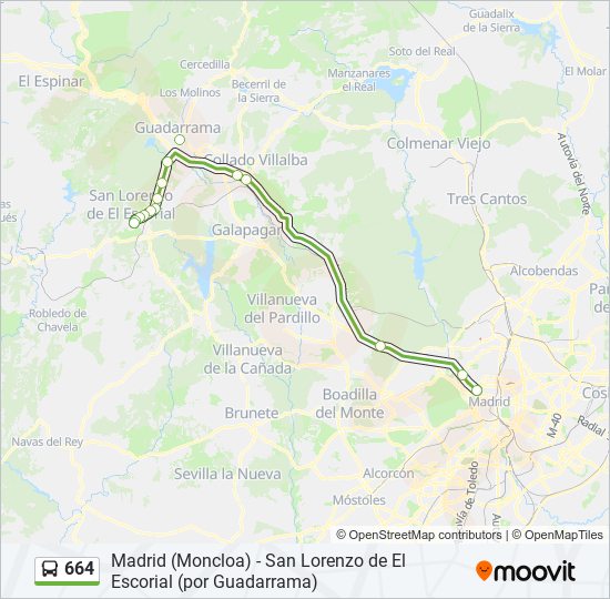 Mapa de 664 de autobús