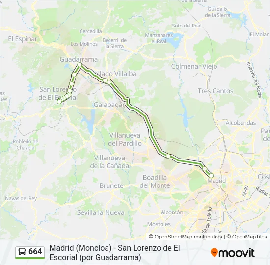 664 Bus Line Map