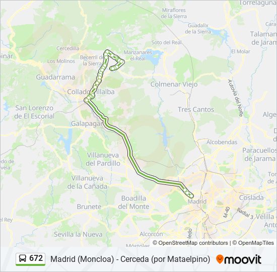 Mapa de 672 de autobús