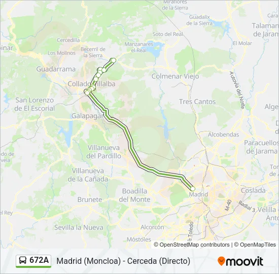 672A Bus Line Map
