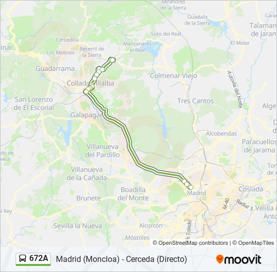 672A bus Mapa de línia