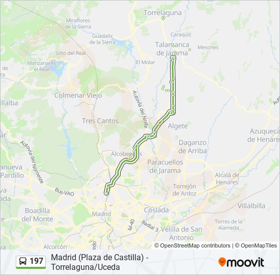 197 bus Mapa de línia