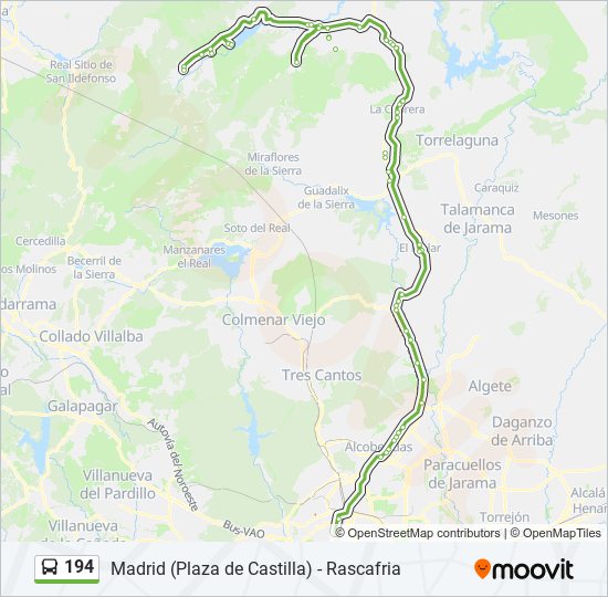 Mapa de 194 de autobús