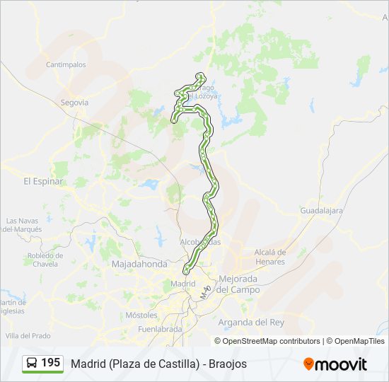 Mapa de 195 de autobús