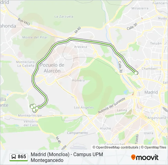 865 Bus Line Map