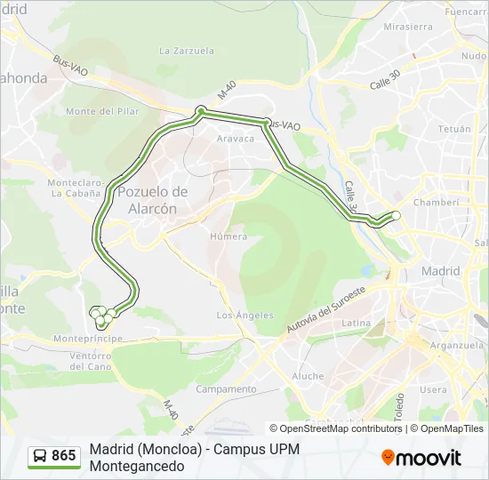 865 Bus Line Map