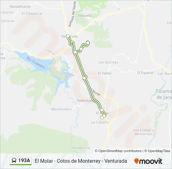 193A Bus Line Map