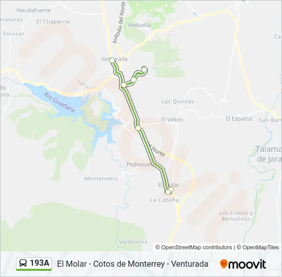 193A Bus Line Map